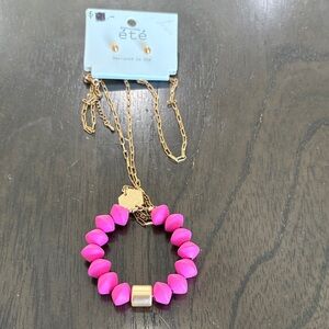 Pink and Gold Necklace and earrings set!